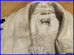Vtg 1990s VERDUCCI western cowboy fringe white leather mens jacket sz 40