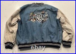 Vtg 1999 Looney Tunes Heavy Denim Jean Jacket Warner Bros Medium Buggs Disney