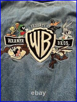 Vtg 1999 Looney Tunes Heavy Denim Jean Jacket Warner Bros Medium Buggs Disney