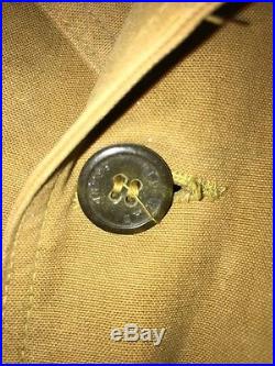 Vtg 20s Mens Redhead Button Hunting Tan Canvas Red Head Jacket