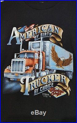 Vtg 3D Emblem 1988 American By Birth Trucker By Choice Sz Medium T-Shirt (PB)