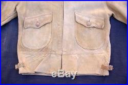 Vtg 40's deerskin buckskin suede leather talon zip JACKET waist buckle straps