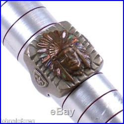 Vtg 40s 50s Made in Mexico Souvenir Indian Feather Headdress Mexican Biker Ring