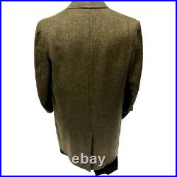Vtg 50's BESPOKE Yale Genton GREEN Wool TWEED Overcoat Top Coat Trench Jacket