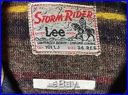 Vtg 50s / 60's LEE Storm Rider 101-LJ Lined Denim Jacket Union Made Sz 34 R