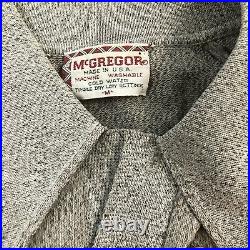 Vtg 50s 60s McGregor Ban Lon Rockabilly Shirt SS Brown White Oatmeal M VLV
