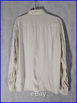 Vtg 50s Gabardine Pearl Snap Western Loopneck Shirt Excellent Condition Large