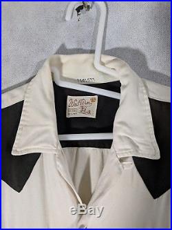 Vtg 50s Gabardine Pearl Snap Western Loopneck Shirt Excellent Condition Large