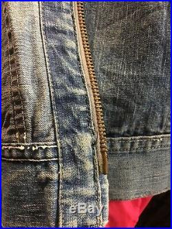 Vtg 50s Lee 91-B Jelt Blue Jean Work Wear Jacket Mens L Talon Zipper Denim Chore