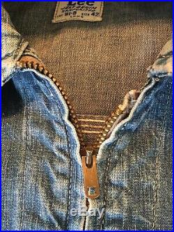 Vtg 50s Lee 91-B Jelt Blue Jean Work Wear Jacket Mens L Talon Zipper Denim Chore