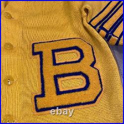Vtg 50s Letterman Sweater Cardigan Beaumont High School St Louis Wool MENS SMALL