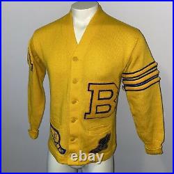 Vtg 50s Letterman Sweater Cardigan Beaumont High School St Louis Wool MENS SMALL