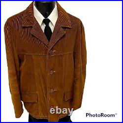 Vtg 60's Fingerhut Brown CORDUROY Barn Coat CORD Western Work CHORE Jacket 44