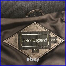 Vtg 60's Peter England Men BLACK Leather CAFE RACER Jacket Motorcycle Biker Coat