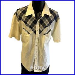 Vtg 60's Youngbloods Cowboy WESTERN Blue Plaid Yoke ROCKABILLY Pearl Snap Shirt