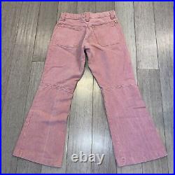 Vtg 60s 70s FARAH Bell Bottom Jeans Pants Mens 30 28 Flare Leg Disco Hippie Pink