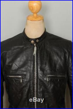 Vtg 60s BROOKS Gold Label Leather Cafe Racer Motorcycle Jacket Medium