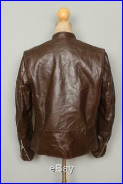 Vtg 60s BROOKS Gold Label Leather Cafe Racer Motorcycle Jacket Size 42/44