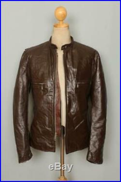 Vtg 60s BROOKS Gold Label Leather Cafe Racer Motorcycle Jacket Size 42/44