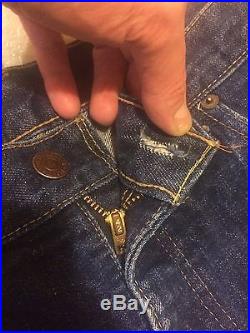 Vtg 60s Levi's Big E 505 Single Stitch Talon 42 Dark Denim Jeans 35x30