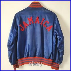 Vtg 60s Varsity Satin Jacket Jamaica NYC (size 36) Blue True Vintage Made in USA