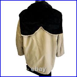 Vtg 70's Gleneagles Khaki GREAT WESTERN Jacket SHERPA Lined HOODED Long Jacket