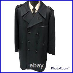 Vtg 70's John Weitz Harbor Master NAVY Blue MoD TRENCH Coat Wool LINED DB Jacket