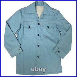 Vtg 70's Levi's Powder Blue LEISURE Suit Coat MoD Retro Denim Hippie Jacket 42