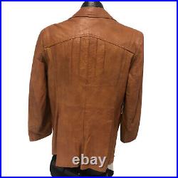 Vtg 70's Men's Brown Leisure Sport Coat MOD 4 Pocket Safari Leather Jacket 42 R
