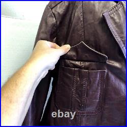 Vtg 70's Men's OXBLOOD Leather Sport Coat 4 Pocket Cowboy WESTERN Jacket 46