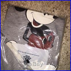 Vtg 70s 80s Deadstock NOS Disney Mickey Mouse Ringer Shirt Grey & Black Small