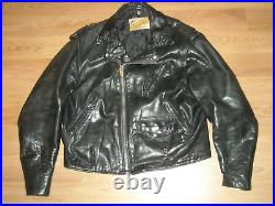 Vtg 70s 80s Mens 46 Schott Steerhide Leather 618 118 Black Motorcycle Jacket