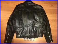 Vtg 70s 80s New Mens 38 Black Leather Motorcycle Biker Punk Jacket