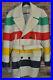Vtg 70s Hudson’s Bay Striped 3Point Wool Blanket Belted Winter Coat Jacket L