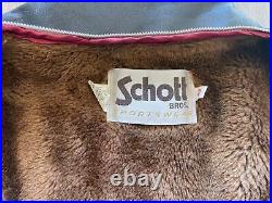 Vtg 70s SCHOTT NYC 141 Cafe Racer Brown Leather Motorcycle Jacket Sz 42 with Liner