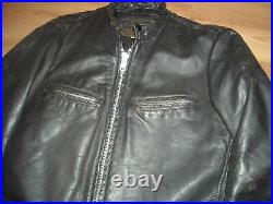 Vtg 70s S 38 Mens Awesome Black Beau Breed Leather Motorcycle Cafe Racer Jacket