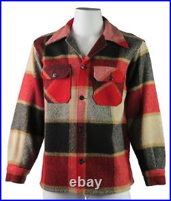 Vtg 70s WOOLRICH USA Men's L Red Plaid Heavy Wool Field Hunting Shirt Jacket