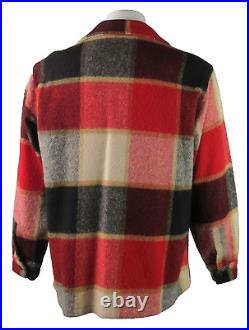 Vtg 70s WOOLRICH USA Men's L Red Plaid Heavy Wool Field Hunting Shirt Jacket