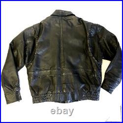 Vtg 80 90's Context Men Black Leather BOMBER Aviator Motorcycle Biker Jacket M