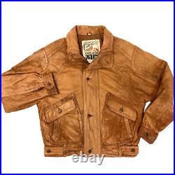 Vtg 80 90's Cooper NZO RUGGED Men COGNAC Leather BOMBER Coat BIKER Jacket 38
