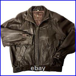 Vtg 80 90's Men Brown LAMBSKIN Bomber BUTTERY Soft Leather Motorcycle Jacket XL