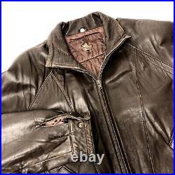 Vtg 80 90's Men Brown LAMBSKIN Bomber BUTTERY Soft Leather Motorcycle Jacket XL