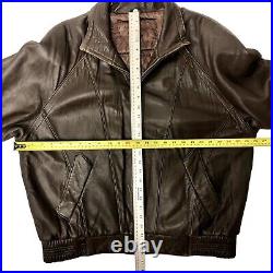 Vtg 80 90's Men Brown LAMBSKIN Bomber BUTTERY Soft Leather Motorcycle Jacket XL