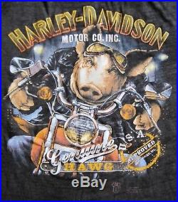 Vtg 80's 1989 3d Emblem Harley Davidson Milwaukee Hawg Biker T-shirt Thin M L