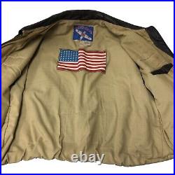 Vtg 80's Airborne Brown US MILITARY USAF A2 Flight Jacket GOAT SKIN Leather Coat