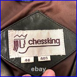 Vtg 80's Chess King Men DISTRESSED Gray Leather BOMBER Motorcycle Jacket 46