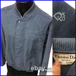 Vtg 80's Christian Dior Monsieur Blue Microfiber Warm Up LOGO Track Suit Jacket