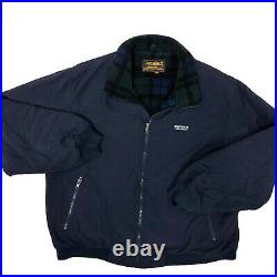 Vtg 80's Eddie Bauer Men Blue Nylon POLARTEC Fleece Lined Bomber Winter Jacket L