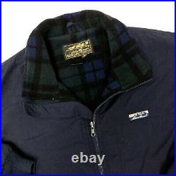 Vtg 80's Eddie Bauer Men Blue Nylon POLARTEC Fleece Lined Bomber Winter Jacket L