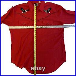 Vtg 80's Ely Diamond Red ROCKABILLY Cowboy BALD EAGLE Western PEARL SNAP Shirt